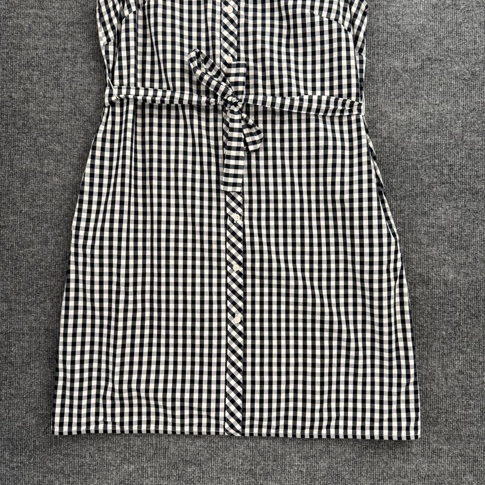 Tommy Hilfiger Plaid Button Up Shirtdress Sz 8 Black White Belted Preppy Pockets - Picture 3 of 13